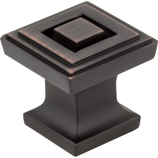 Jeffrey Alexander 1" Overall Length Brushed Oil Rubbed Bronze Square Delmar Cabinet Knob 585DBAC - main